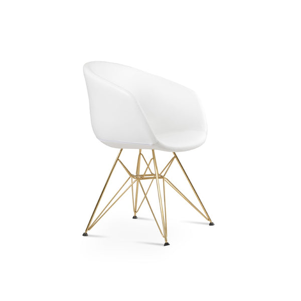 Soho Concept Tribeca Tower Armchair Dining Chair - Soft Leatherette, Chrome Finish & Ergonomic Design, 2-year Guarantee Gold,White  Soho-concept-dining-chair-06206