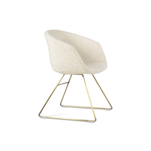 Soho Concept Tribeca Wire Armchair Dining Chair - Luxurious Camira Wool Fabric, Durable Design & 10-year Warranty Brass,White  Soho-concept-dining-chair-06214