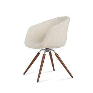 Soho Concept Tribeca Swivel Dining Chair - Premium Wool Fabric, Stylish Silver & Walnut Finish, 10-year Guarantee Walnut,White Swivel. Solid Metal Top Part Connected To Four Tubular Legs Soho-concept-dining-chair-06064