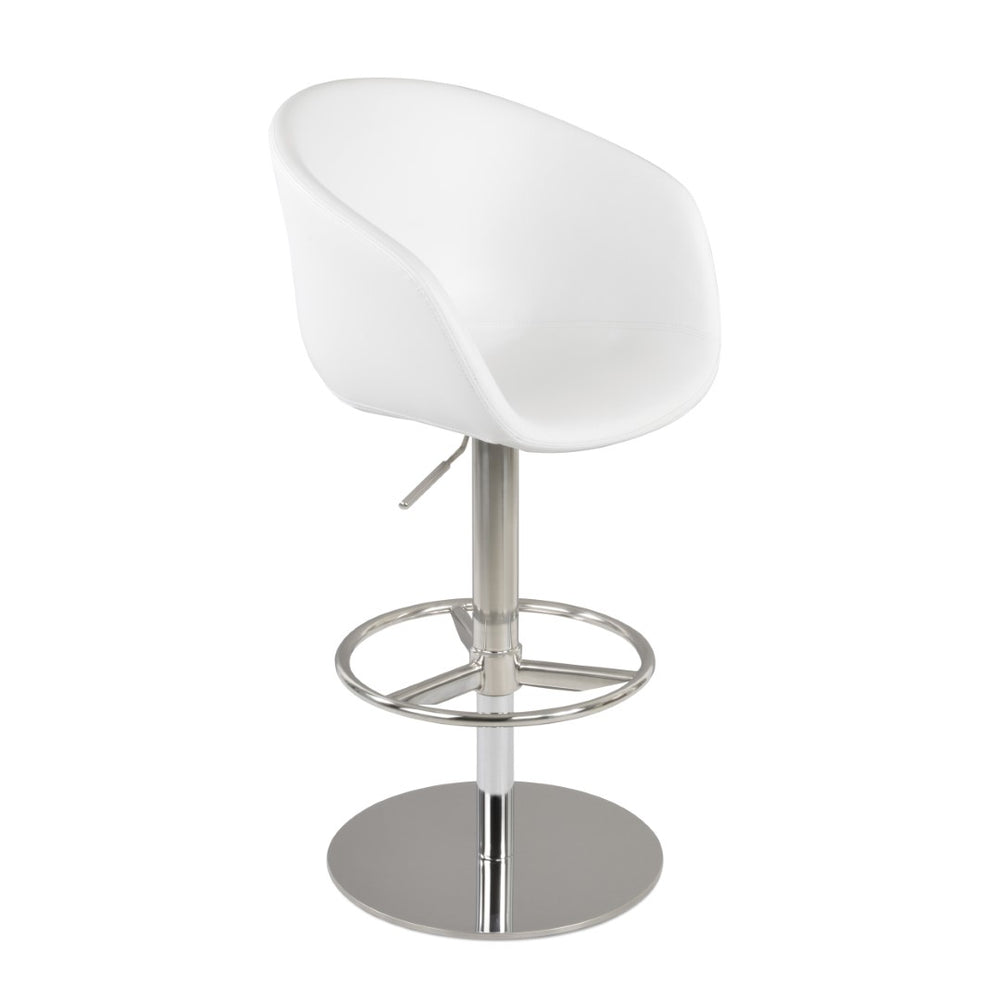 Soho Concept Tribeca Adjustable Barstools With Full Footrest – Elegant Leatherette & Polished Stainless Steel Finish White  Soho-concept-dining-chair-07212