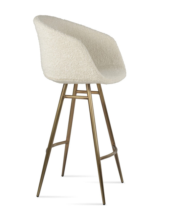 Soho Concept Tribeca Galata Barstools & Counterstools - Premium Wool Fabric, Stylish Armrests, 10-year Warranty Brass,White Steel Tubular Legs Soho-concept-dining-chair-09931