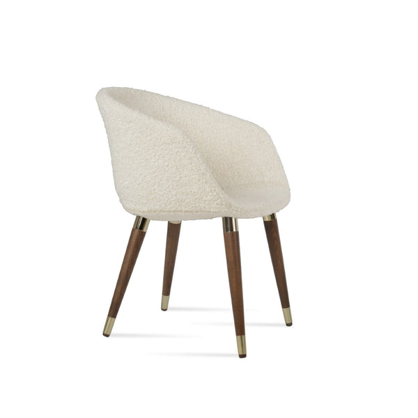 Soho Concept Tribeca Stylish Wood Armchair - Premium Wool Fabric, 10-year Guarantee, Walnut & Dark Grey Finish Walnut,White  Soho-concept-dining-chair-06121