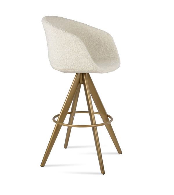 Soho Concept Tribeca Mw Barstools & Counterstools - Stylish Wool Upholstery, 10-year Guarantee, Swivel Comfort Brass,White  Soho-concept-dining-chair-09935
