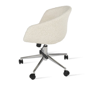 Soho Concept Tribeca Office Chair In Boucle, Velvet, Nubuck & Camira Fabrics - 10 Year Warranty, Elegant Black & White Chrome,White  Soho-concept-dining-chair-11979