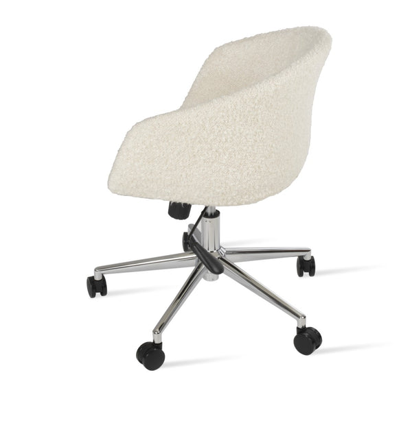 Soho Concept Tribeca Office Chair In Boucle, Velvet, Nubuck & Camira Fabrics - 10 Year Warranty, Elegant Black & White Chrome,White  Soho-concept-dining-chair-11979