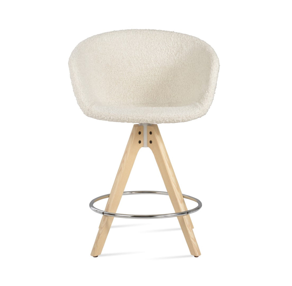 Soho Concept Tribeca Pyramid Barstools & Counterstools - Stylish Wool Fabric, Solid Wood Base, 10-year Guarantee Ash,Natural,White  Soho-concept-dining-chair-09939