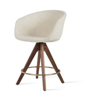 Soho Concept Tribeca Pyramid Barstools & Counterstools - Stylish Wool Fabric, Solid Wood Base, 10-year Guarantee Walnut,Gold,White  Soho-concept-dining-chair-09938
