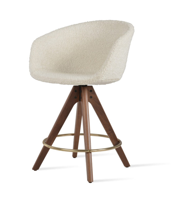 Soho Concept Tribeca Pyramid Barstools & Counterstools - Stylish Wool Fabric, Solid Wood Base, 10-year Guarantee Walnut,Gold,White  Soho-concept-dining-chair-09938