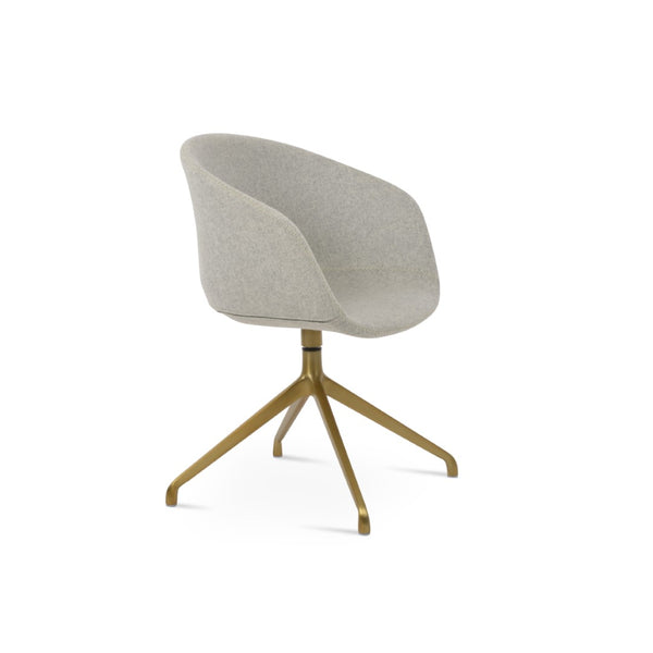 Soho Concept Tribeca Arm Spider Swivel Chair - Stylish Dining Chair In Black & White Boucle Wool Fabric, 10-year Guarantee Brass,Silver  Soho-concept-dining-chair-06163