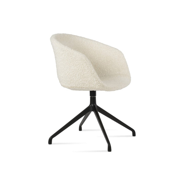 Soho Concept Tribeca Arm Spider Swivel Chair - Stylish Dining Chair In Black & White Boucle Wool Fabric, 10-year Guarantee Black,White  Soho-concept-dining-chair-06149