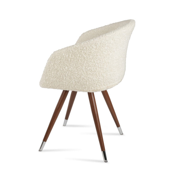 Soho Concept Tribeca Stylish Wood Armchair - Premium Wool Fabric, 10-year Guarantee, Walnut & Dark Grey Finish Walnut,Chrome,White  Soho-concept-dining-chair-06174