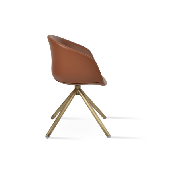 Soho Concept Tribeca Stick Swivel Armchair - Ergonomic Leatherette Dining Chair With Stylish Steel Base & 2-year Guarantee Brass  Soho-concept-dining-chair-06180