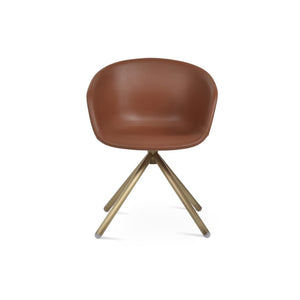 Soho Concept Tribeca Stick Swivel Armchair - Ergonomic Leatherette Dining Chair With Stylish Steel Base & 2-year Guarantee Brass  Soho-concept-dining-chair-06180