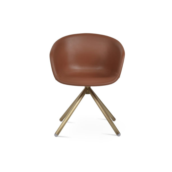 Soho Concept Tribeca Stick Swivel Armchair - Ergonomic Leatherette Dining Chair With Stylish Steel Base & 2-year Guarantee Brass  Soho-concept-dining-chair-06180