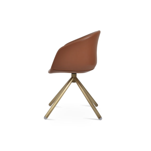 Soho Concept Tribeca Stick Swivel Armchair - Ergonomic Leatherette Dining Chair With Stylish Steel Base & 2-year Guarantee Brass  Soho-concept-dining-chair-06180