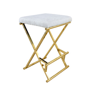 Zeugma Tory Backless Counter Height Stool In Silver Velvet - Modern Design, Stain-resistant, Easy Clean   Tory Stool Silver Grey