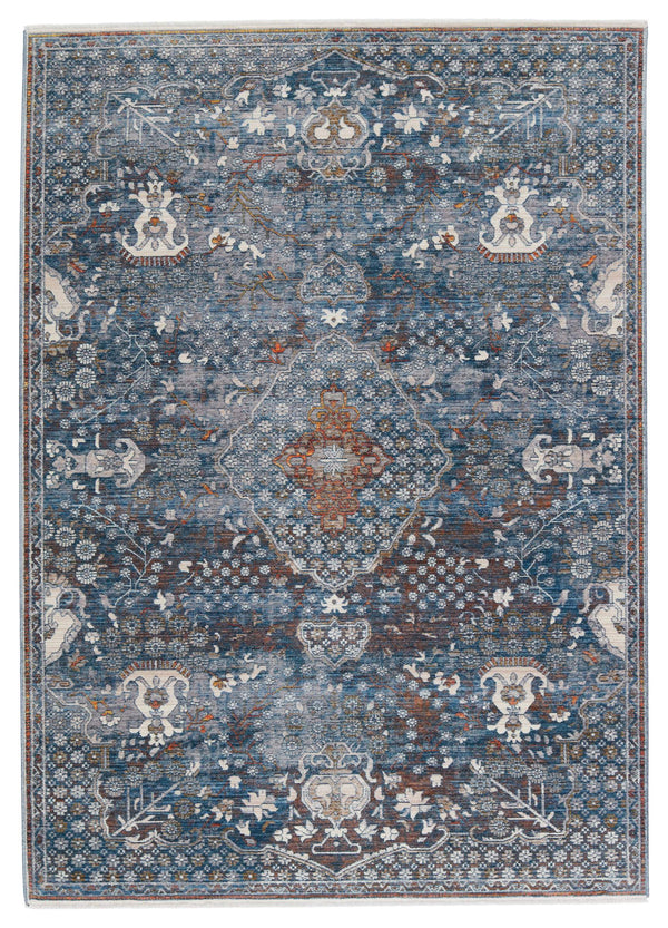 Jaipur Living Vibe by Jaipur Living Harkin Ornate Medallion Polyester Indoor Rug Vintage Appeal Blue 8'X10' RUG151269