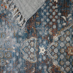 Jaipur Living Vibe by Jaipur Living Harkin Ornate Medallion Polyester Indoor Rug Vintage Appeal Blue 3'X12' RUG151271