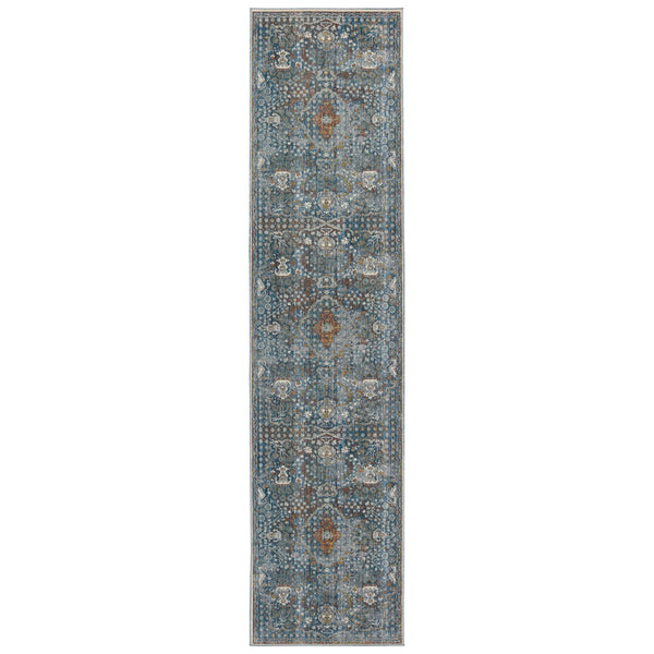 Jaipur Living Vibe by Jaipur Living Harkin Ornate Medallion Polyester Indoor Rug Vintage Appeal Blue 3'X12' RUG151271