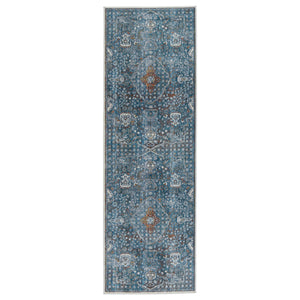 Jaipur Living Vibe by Jaipur Living Harkin Ornate Medallion Polyester Indoor Rug Vintage Appeal Blue 2'9"X8' RUG151273