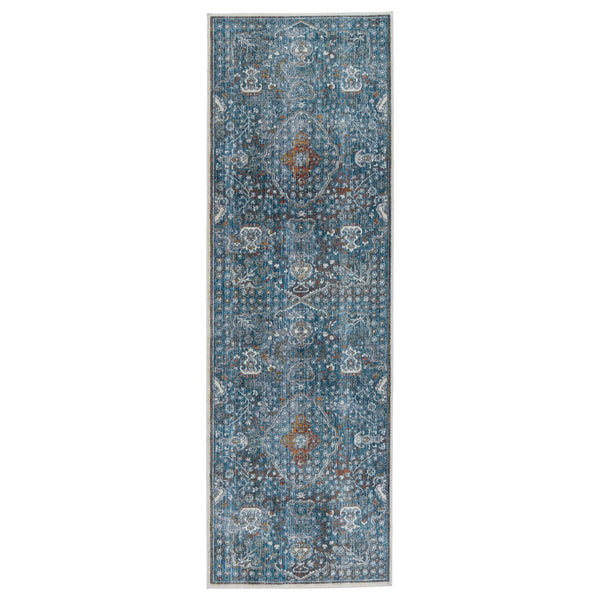Jaipur Living Vibe by Jaipur Living Harkin Ornate Medallion Polyester Indoor Rug Vintage Appeal Blue 2'9"X8' RUG151273