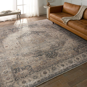 Jaipur Living Terra Starling Trr17 Powerloomed Machinemade 100% Polyester Traditional Medallion Indoor Rug Tan, Slate 100% Polyester Rug155011