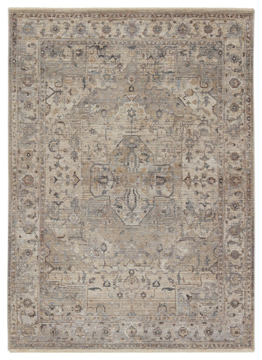 Jaipur Living Terra Starling Trr18 Powerloomed Machinemade 100% Polyester Traditional Medallion Indoor Rug Tan, Gray 100% Polyester Rug155019