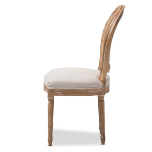 Baxton Studio Baxton Studio Adelia Vintage Cottage Dining Chair in Weathered Oak with Beige Upholstery & Cane Back TSF-9315B-Beige-DC
