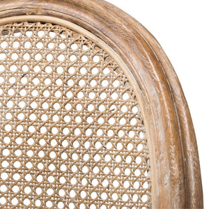 Baxton Studio Baxton Studio Adelia Vintage Cottage Dining Chair in Weathered Oak with Beige Upholstery & Cane Back TSF-9315B-Beige-DC