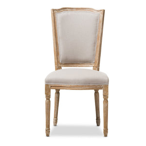 Baxton Studio Baxton Studio Cadencia Vintage Cottage Dining Side Chair - Weathered Oak & Beige Upholstery Charm TSF-9341B-Beige-DC