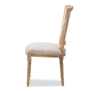 Baxton Studio Baxton Studio Cadencia Vintage Cottage Dining Side Chair - Weathered Oak & Beige Upholstery Charm TSF-9341B-Beige-DC
