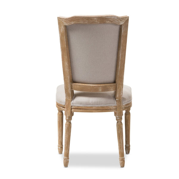 Baxton Studio Baxton Studio Cadencia Vintage Cottage Dining Side Chair - Weathered Oak & Beige Upholstery Charm TSF-9341B-Beige-DC