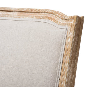 Baxton Studio Baxton Studio Cadencia Vintage Cottage Dining Side Chair - Weathered Oak & Beige Upholstery Charm TSF-9341B-Beige-DC