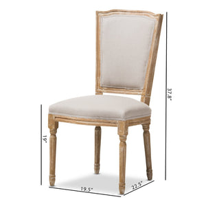 Baxton Studio Baxton Studio Cadencia Vintage Cottage Dining Side Chair - Weathered Oak & Beige Upholstery Charm TSF-9341B-Beige-DC