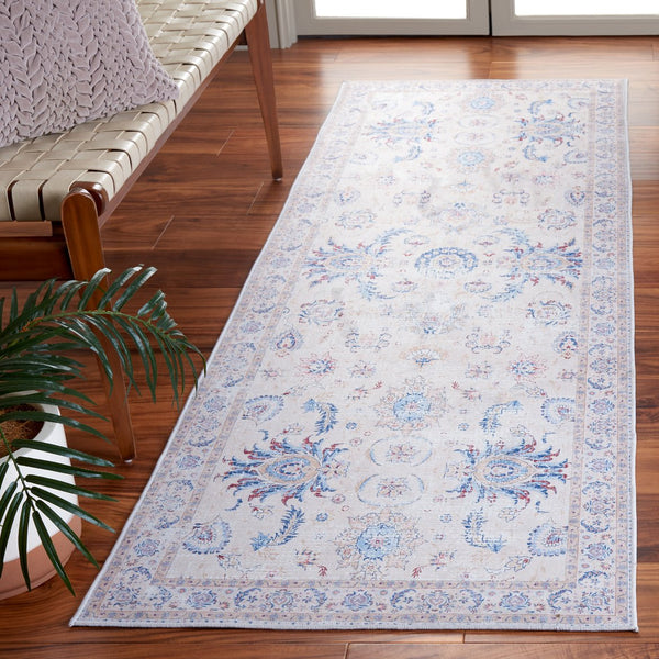 Safavieh Tucson Ivory Blue 10X14 Area Rug - Machine Washable, Slip-Resistant Polyester, Low-Profile Floral Elegance TSN100A-10