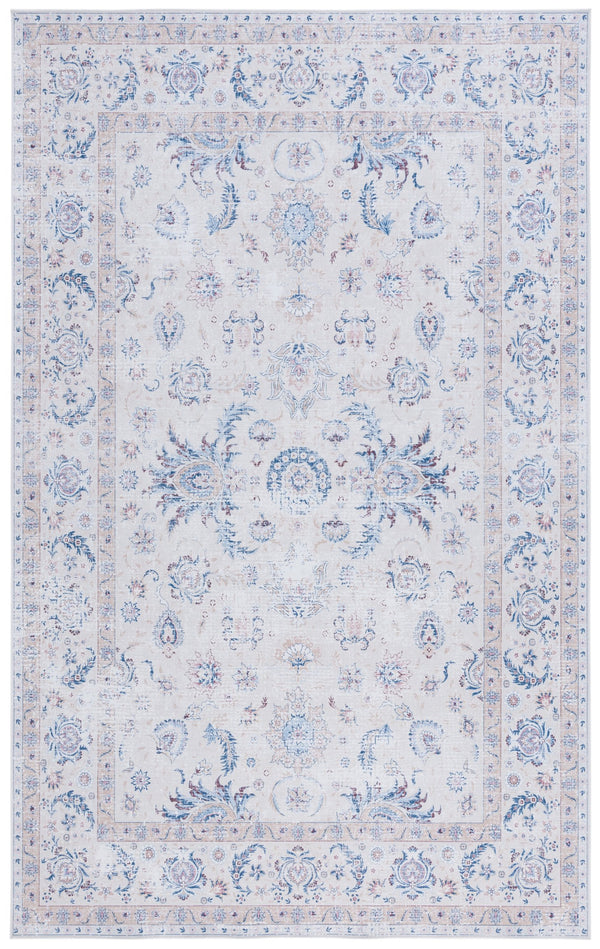Safavieh Tucson Ivory Blue 10X14 Area Rug - Machine Washable, Slip-Resistant Polyester, Low-Profile Floral Elegance TSN100A-10