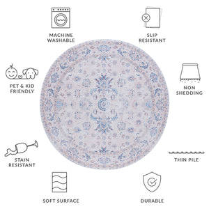 Safavieh Tucson Ivory Blue 10X14 Area Rug - Machine Washable, Slip-Resistant Polyester, Low-Profile Floral Elegance TSN100A-10