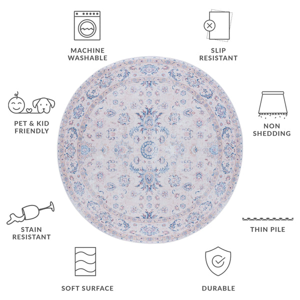 Safavieh Tucson Ivory Blue 10X14 Area Rug - Machine Washable, Slip-Resistant Polyester, Low-Profile Floral Elegance TSN100A-10