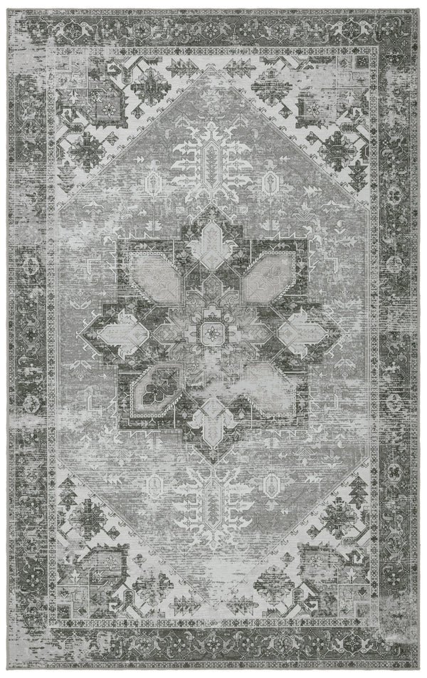 Safavieh Tucson Vintage Persian Area Rug In Dark Sage Ivory — Low-Profile, Machine-Washable, Slip-Resistant 5'-0" x 7'-0" TSN102F-57