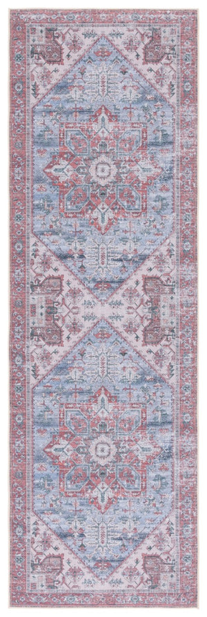 Safavieh Tucson Traditional Floral Geometric Polyester Runner Rug for Hallways and Entryways Grey Blue Rust 2'-6" x 18'-0" TSN102G-218