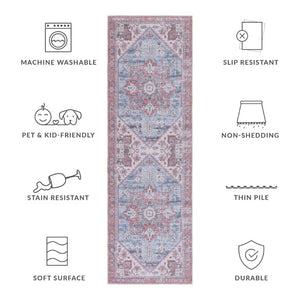 Safavieh Tucson Traditional Floral Geometric Polyester Runner Rug for Hallways and Entryways Grey Blue Rust 2'-6" x 18'-0" TSN102G-218