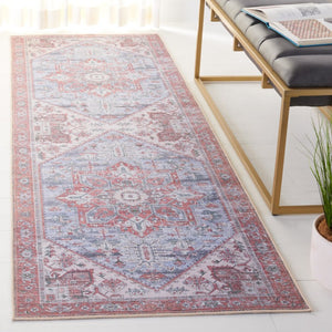 Safavieh Tucson Traditional Floral Geometric Polyester Runner Rug for Hallways and Entryways Grey Blue Rust 2'-6" x 18'-0" TSN102G-218