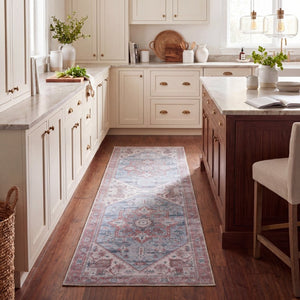 Safavieh Tucson Traditional Floral Geometric Polyester Runner Rug for Hallways and Entryways Grey Blue Rust 2'-6" x 18'-0" TSN102G-218