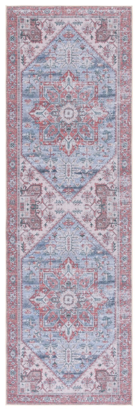 Safavieh Tucson Traditional Floral Geometric Polyester Runner Rug for Hallways and Entryways Grey Blue Rust 2'-6" x 22'-0" TSN102G-222