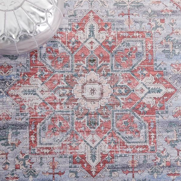 Safavieh Tucson Traditional Floral Geometric Polyester Runner Rug for Hallways and Entryways Grey Blue Rust 3'-0" x 3'-0" TSN102G-3SQ
