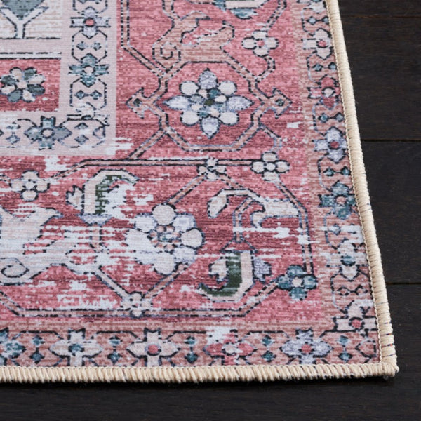 Safavieh Tucson Traditional Floral Geometric Polyester Runner Rug for Hallways and Entryways Grey Blue Rust 3'-0" x 3'-0" TSN102G-3SQ