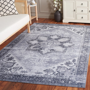 Safavieh Tucson Grey Square Area Rug — Machine Washable, Slip-Resistant, Low-Profile Polyester Comfort 3'-0" x 3'-0" TSN102J-3SQ