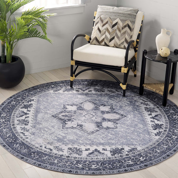 Safavieh Tucson Grey Square Area Rug — Machine Washable, Slip-Resistant, Low-Profile Polyester Comfort 3'-0" x 3'-0" TSN102J-3SQ