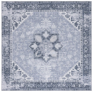 Safavieh Tucson Traditional Grey Polyester Area Rug Machine Washable Slip Resistant Low Pile Gray 8'-0" x 8'-0" TSN102J-8SQ