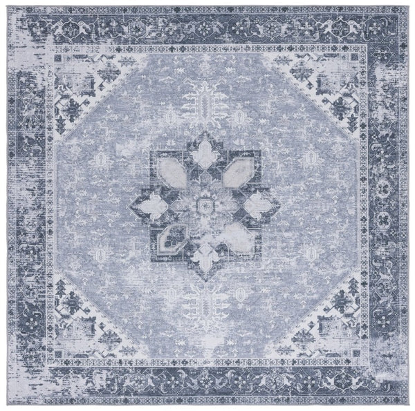 Safavieh Tucson Traditional Grey Polyester Area Rug Machine Washable Slip Resistant Low Pile Gray 8'-0" x 8'-0" TSN102J-8SQ